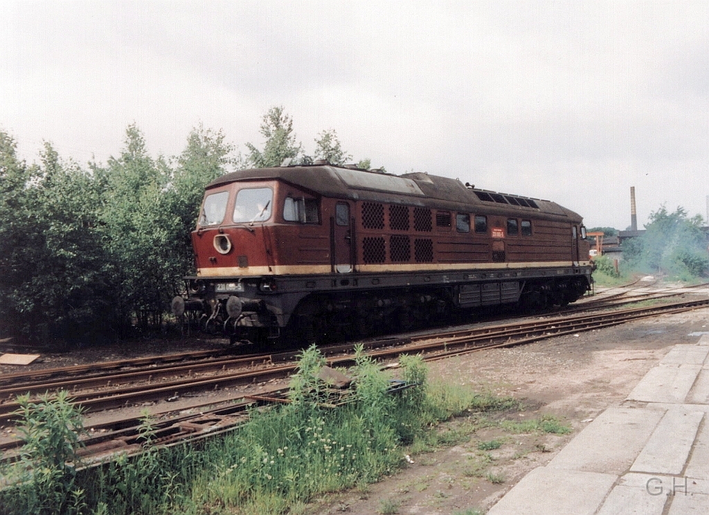131.056_Bw-Chemnitz-Hilbersdorf.12.JPG - Am 17. Juni 1995 am Bw Chemnitz-Hilbersdorf. 231 056 beim rangieren.