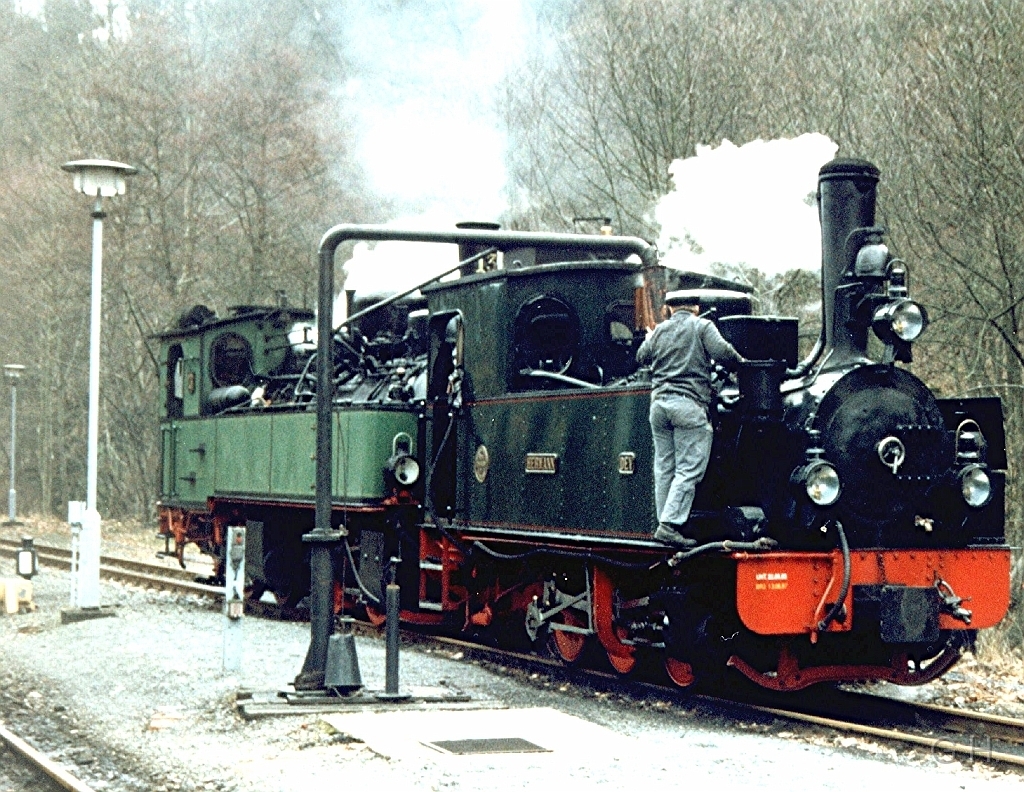 Alexisbad-Dampftag.09.jpg - Am 1. Januar 1998 im Bahnhof Alexisbad "Dampftag" mit Lok Nr.3 der NWE und als Gast Lok "Hermann" des DEV.