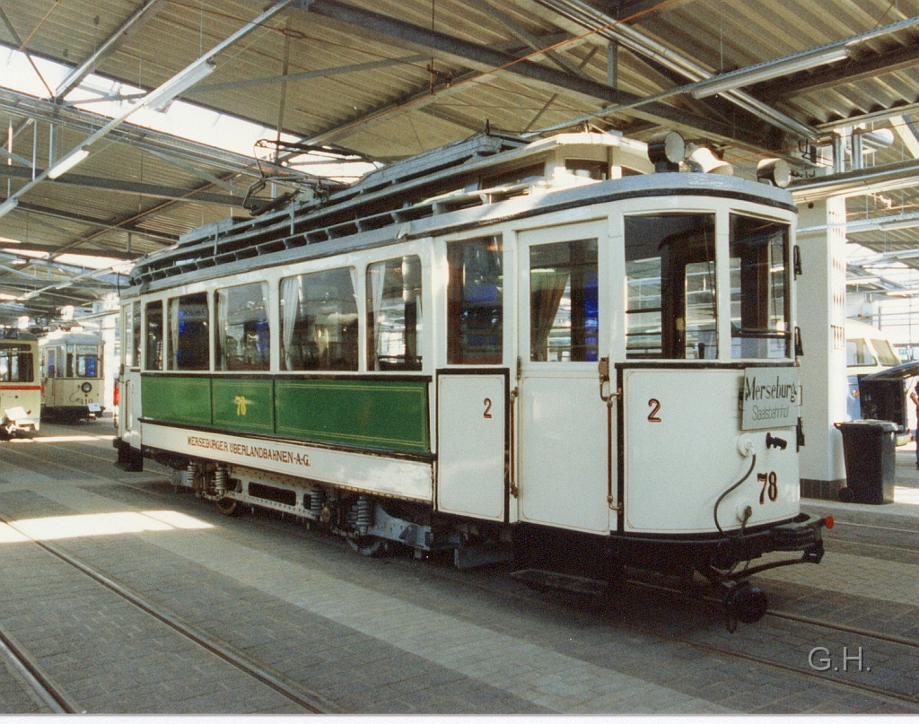 TW78_18.10.1997_06(2).jpg - Am 18.101997 zur Eröffnungsveranstaltung des neuen Straßenbahn-Depot in der Merseburger Straße. Der Tw 78 von der Merseburger Überlandstraßenbahn